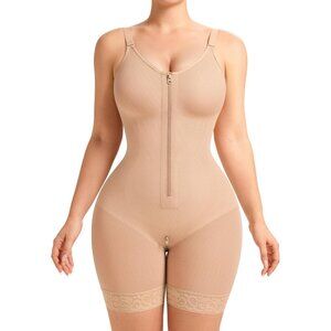 Women's Beige Hook Closure Shapewear Waist Trainer Tummy Control  Body Shaper